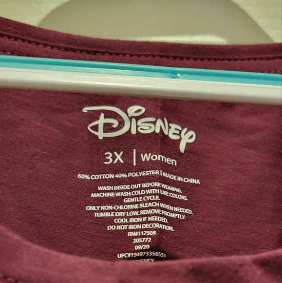 Clearance ☆ Disney Plus Size 3x Villains T-Shirt • Burgundy/Wine - Picture 2 of 7